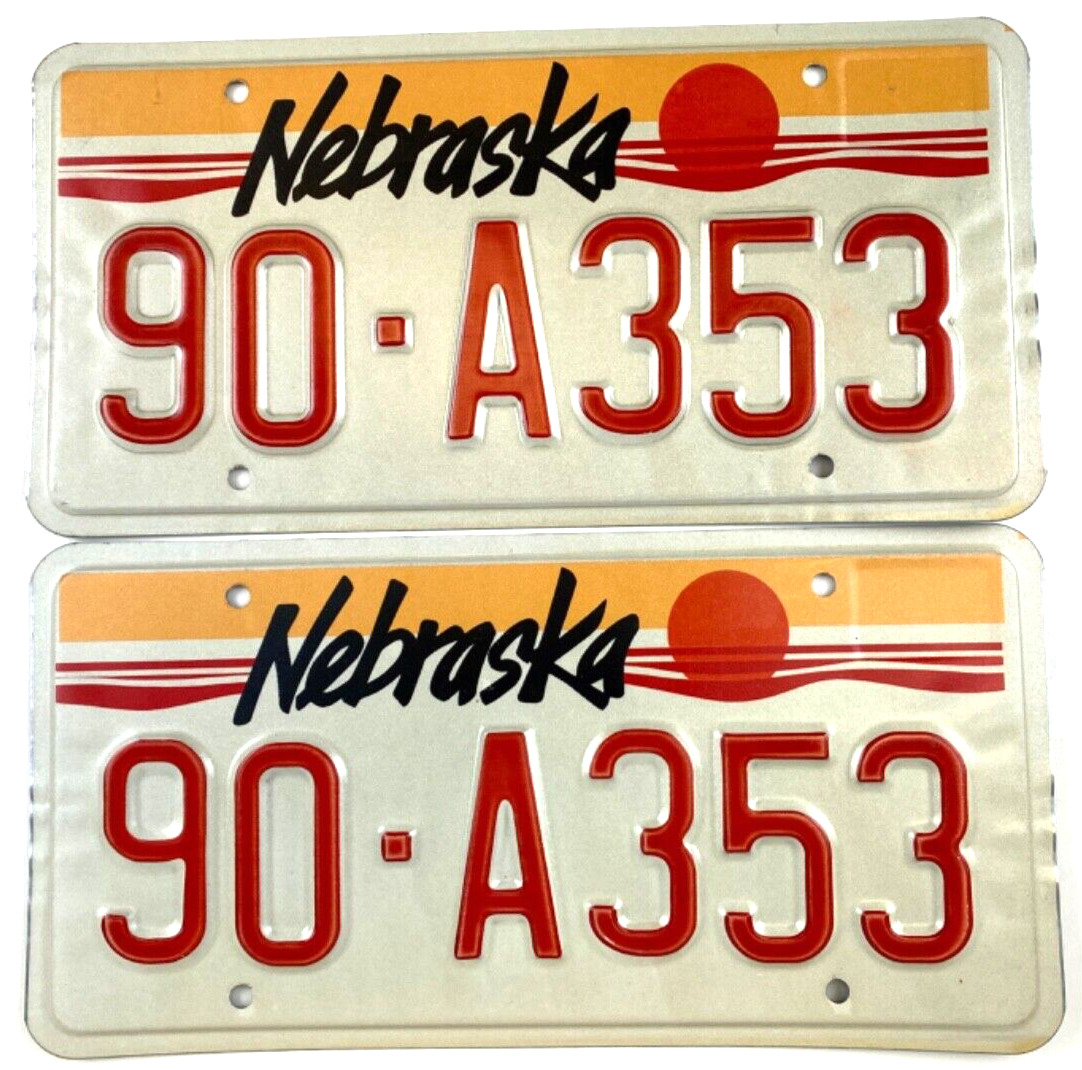 Vintage Nebraska 1990 Natural Auto License Plate Set McPherson Co 90-A353 Decor