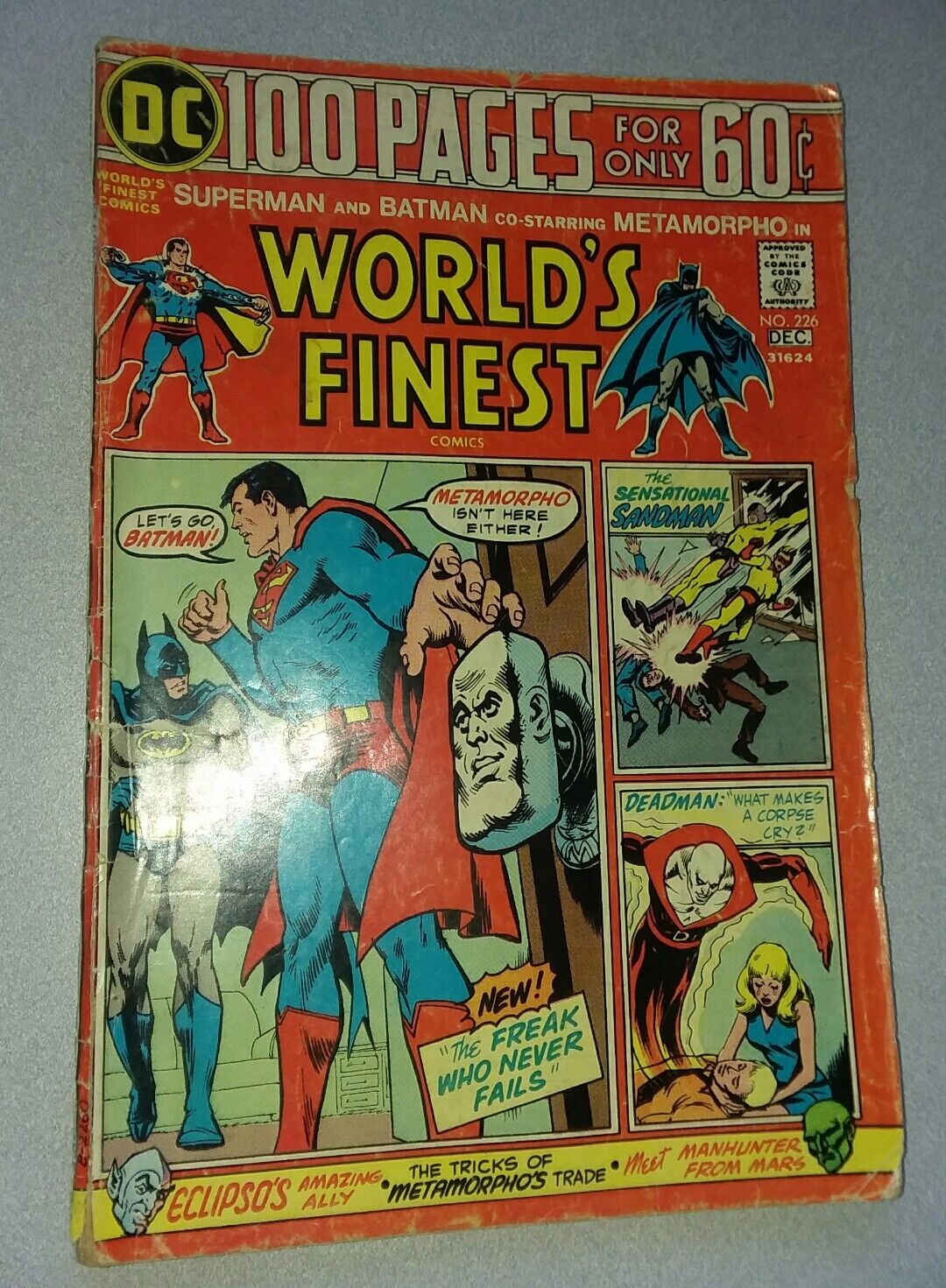 World\'s Finest Comics #226 martian manhunter origin 1974 DC comics 100 pg giant