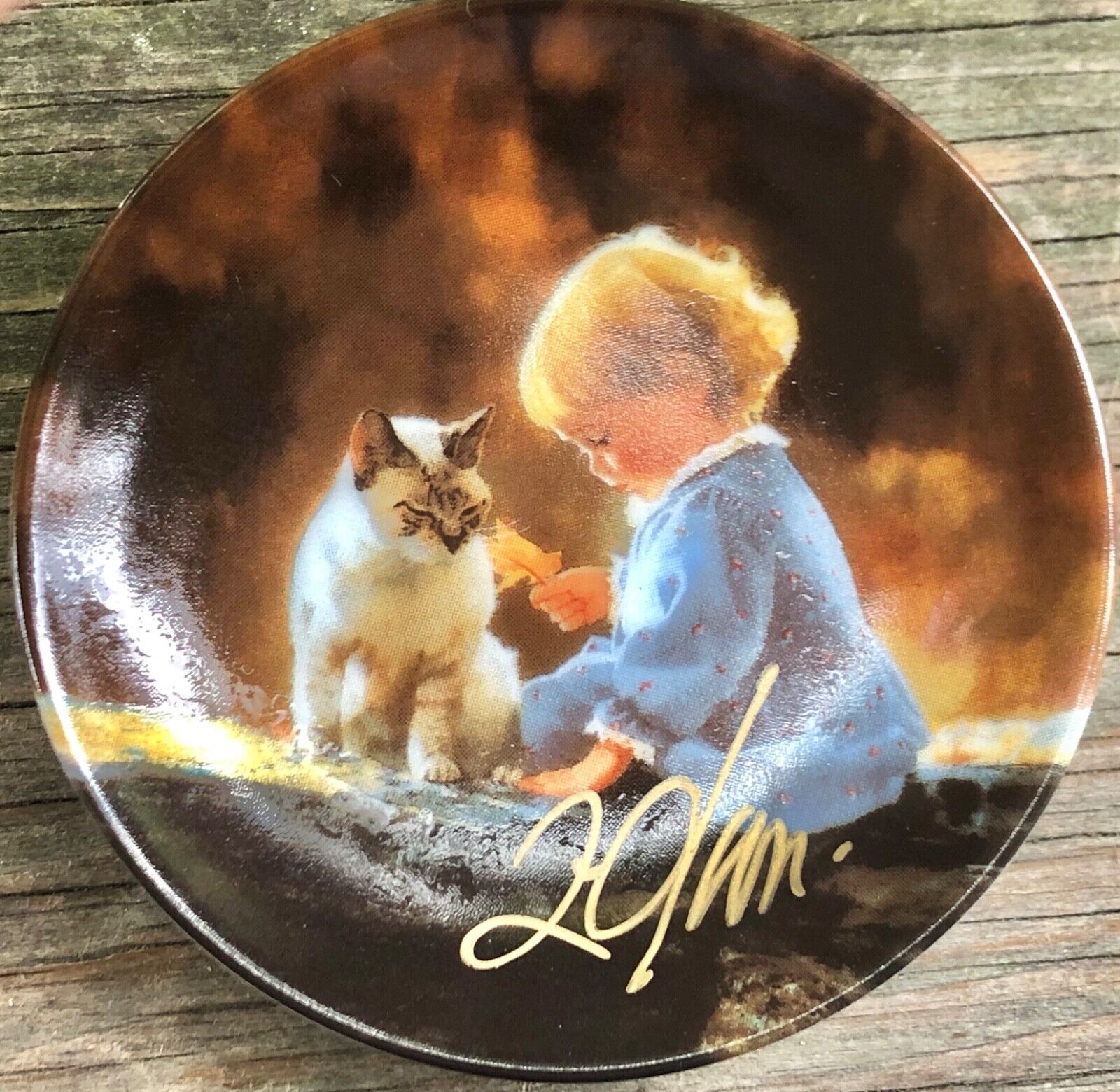 Vintage 1992 Just We Two Cat Miniature Collector Plate Donald Zolan SIGNED