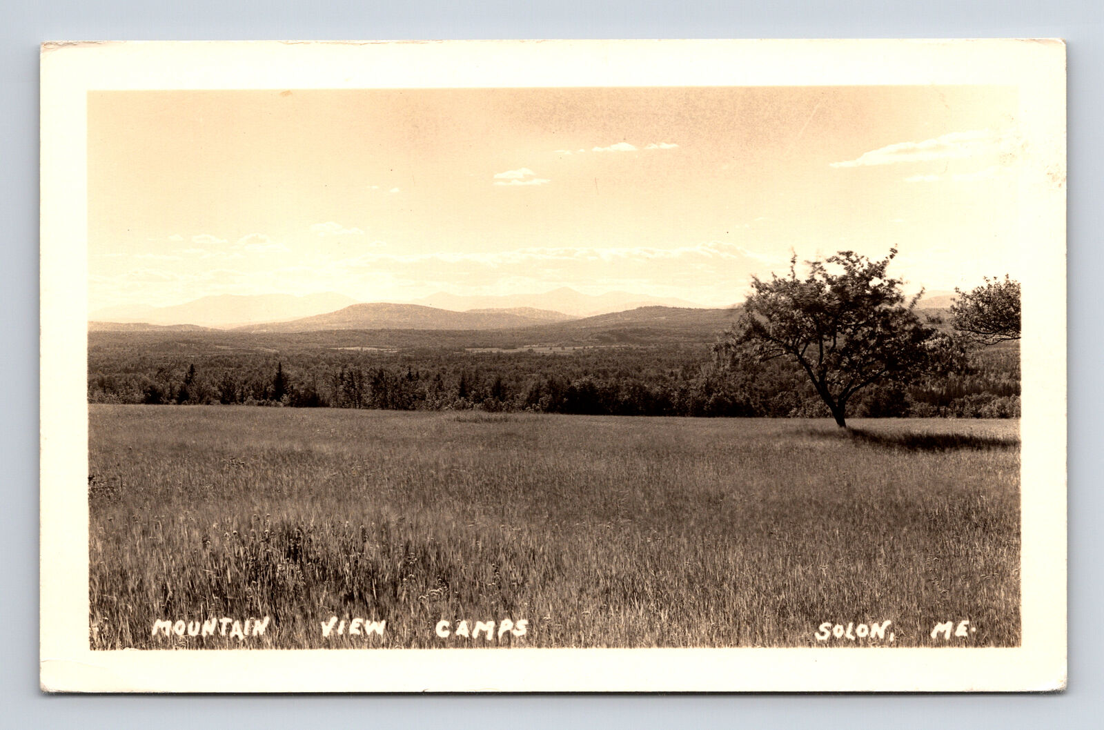 RPPC Scenic View Mountain View Camps Solon Maine ME Real Photo Postcard