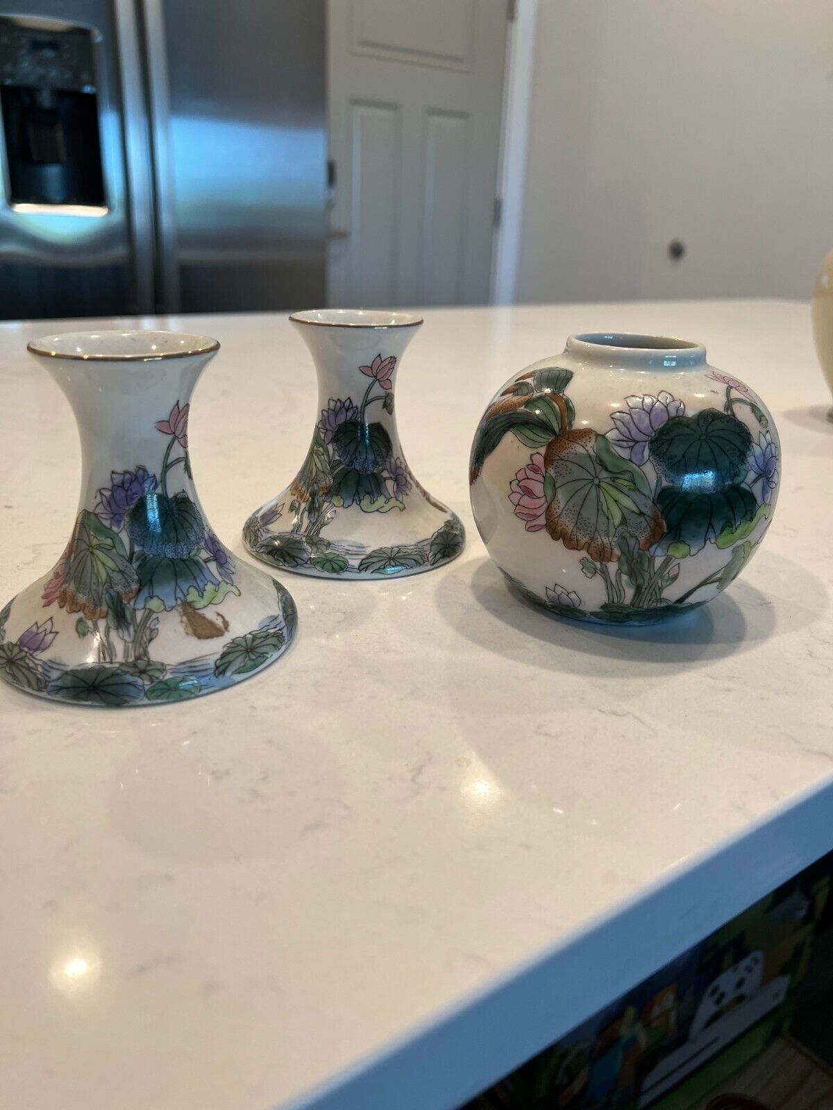 Vintage  Decorative Vase and Candle Holders Made In Macau  Toyo