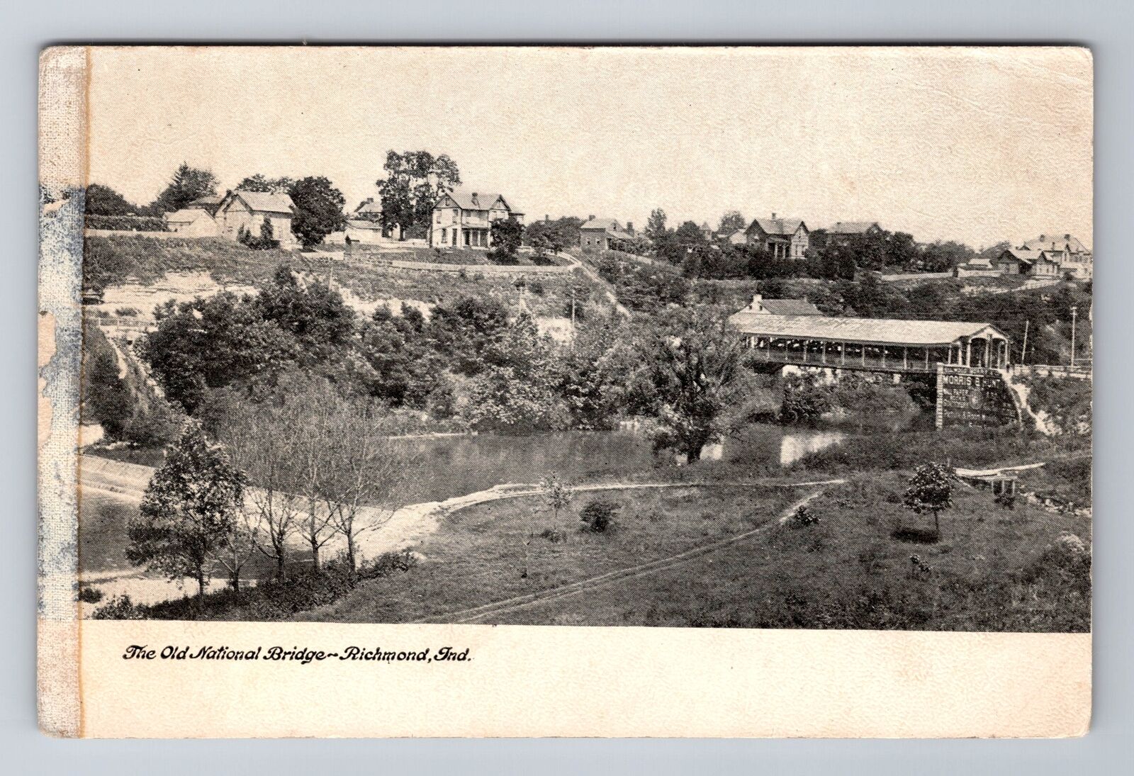Richmond IN-Indiana, Old National Bridge, Antique Vintage Souvenir Postcard