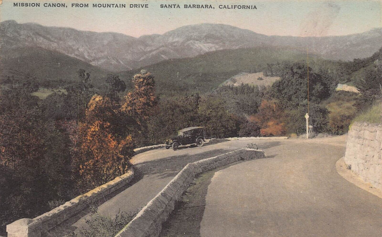 Santa Barbara CA California Mission Canyon Hand Colored 1910s Vtg Postcard K2