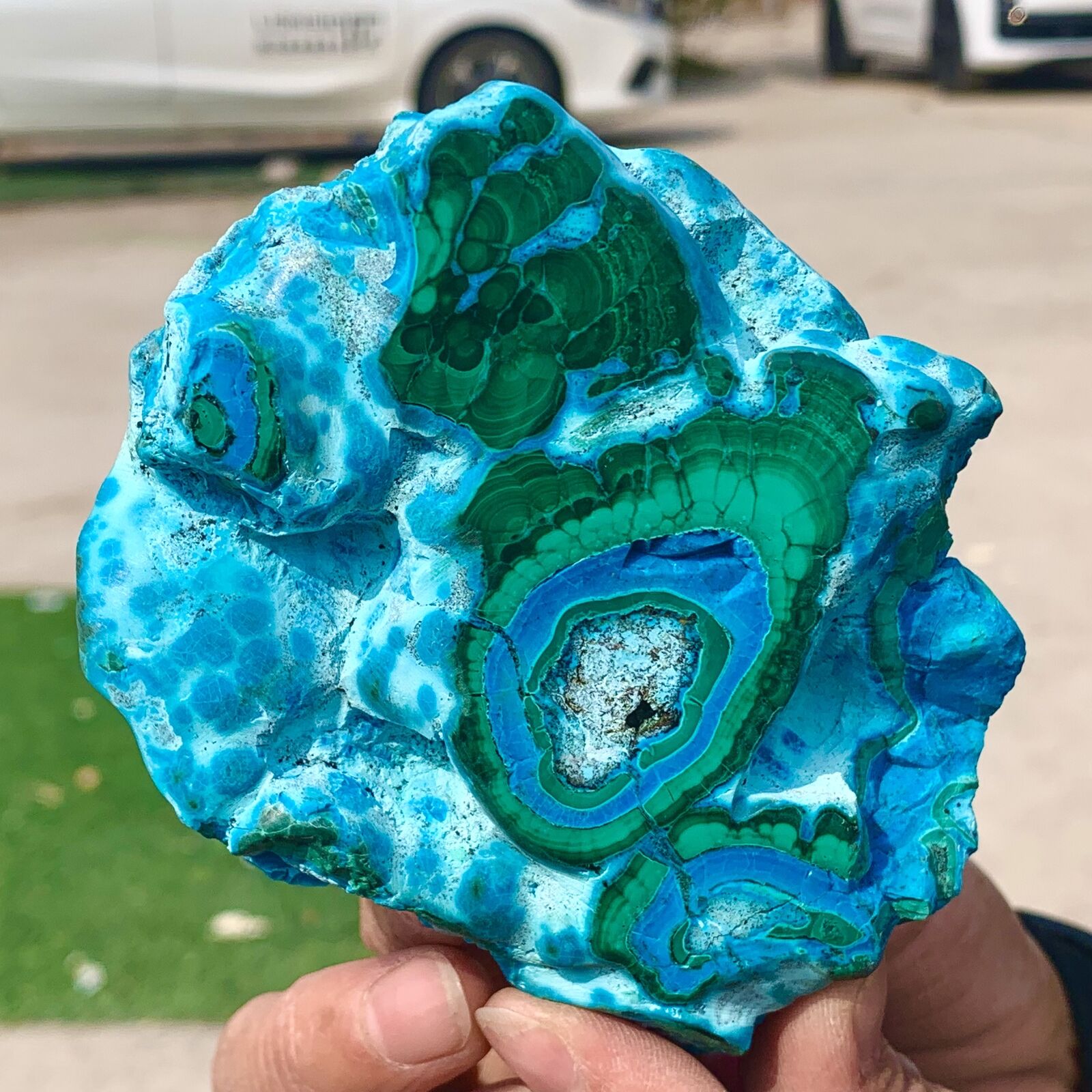 288G Natural Chrysocolla/Malachite transparent cluster rough mineral sample
