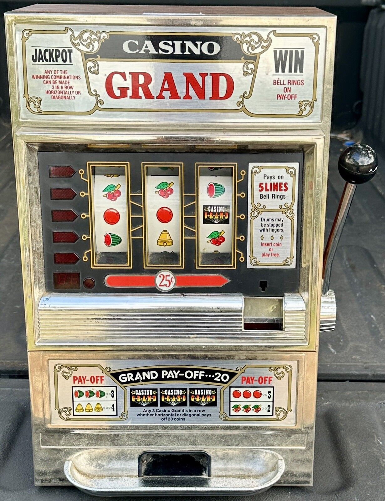 Vintage WACO Casino Grand 25 Cent Slot Machine 1970s Japan Novelty Parts/Repair