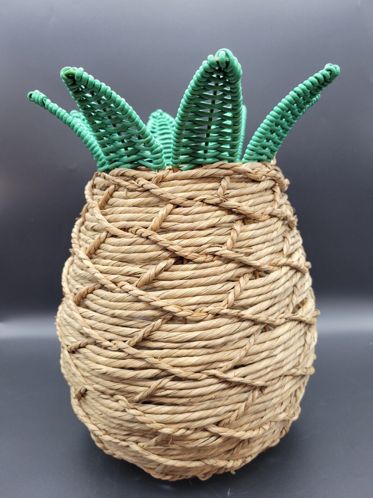 Pineapple Woven Basket Planter Table Decor
