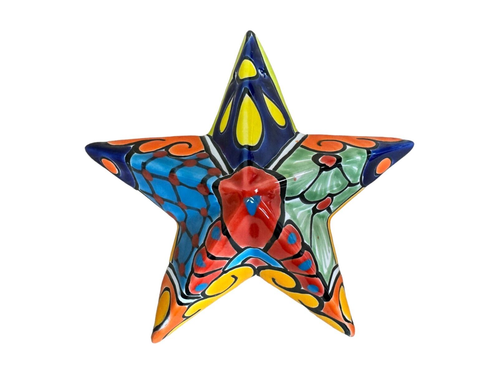 Talavera Star Mexican Pottery Folk Art Multicolor Ceramic Home Decor 6.5”