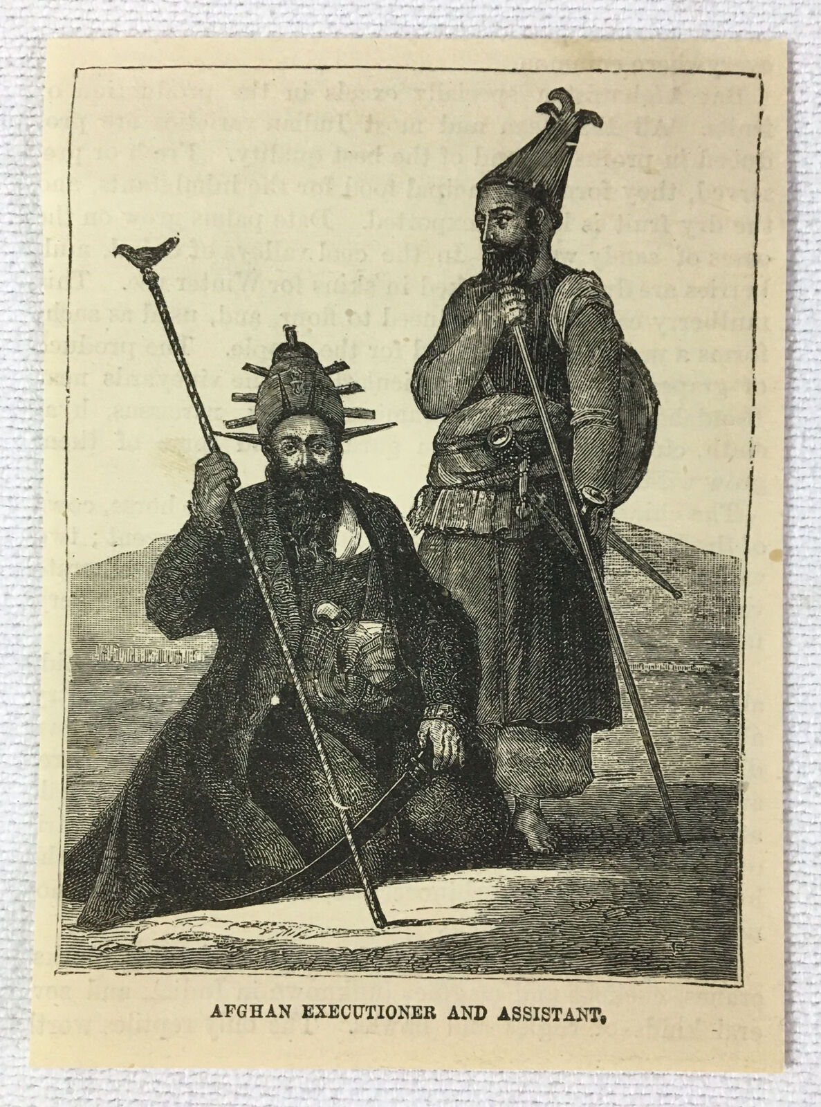 1878 magazine engraving ~ AFGHAN EXECUTIONER AND ASSISTANT, Afghanistan