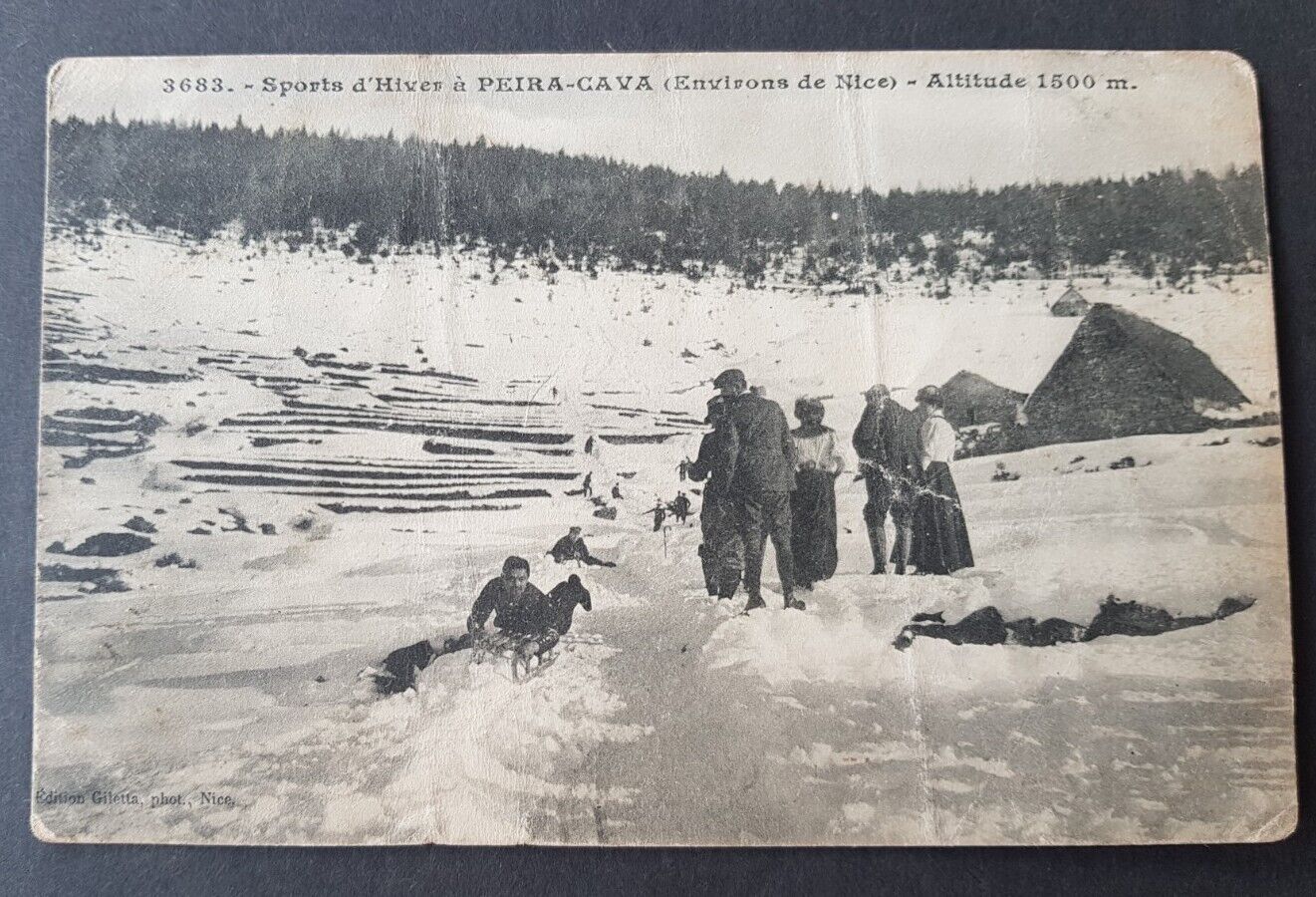CPA 06 Nice Sports d'Hiver in Piera-Cava - 1910, animated, toboggan alps