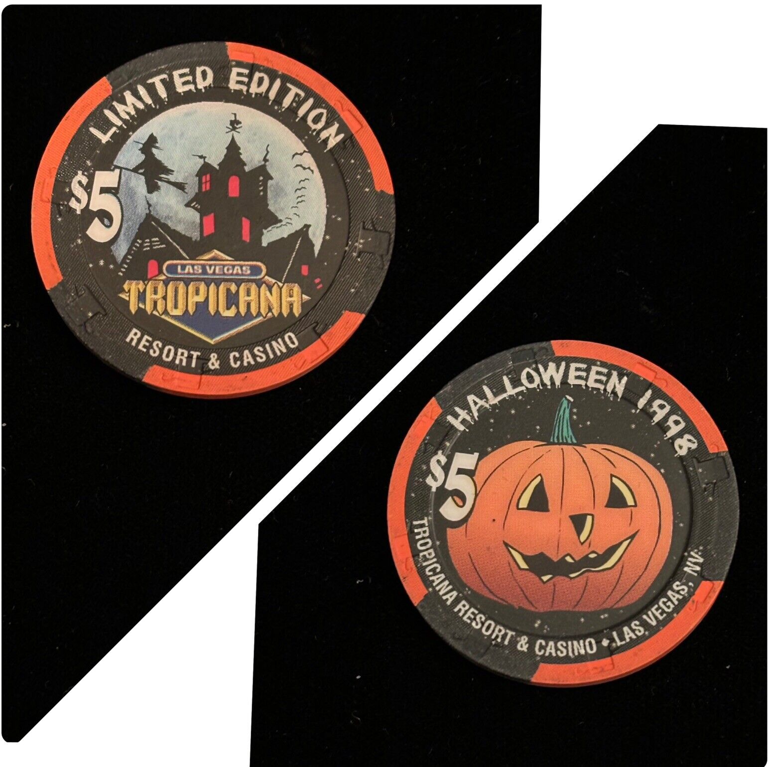 Tropicana Las Vegas 1998 Halloween Limited Edition $5 Casino Chip - Now Closed