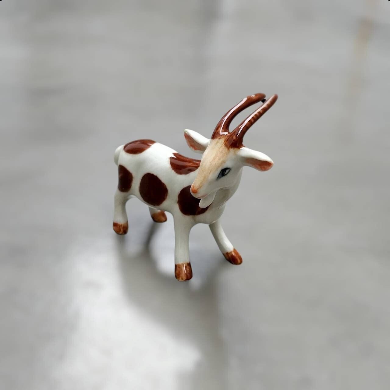 Goat Miniature Ceramic Figurine Hand-Painted  Miniature Animal Collectible Decor