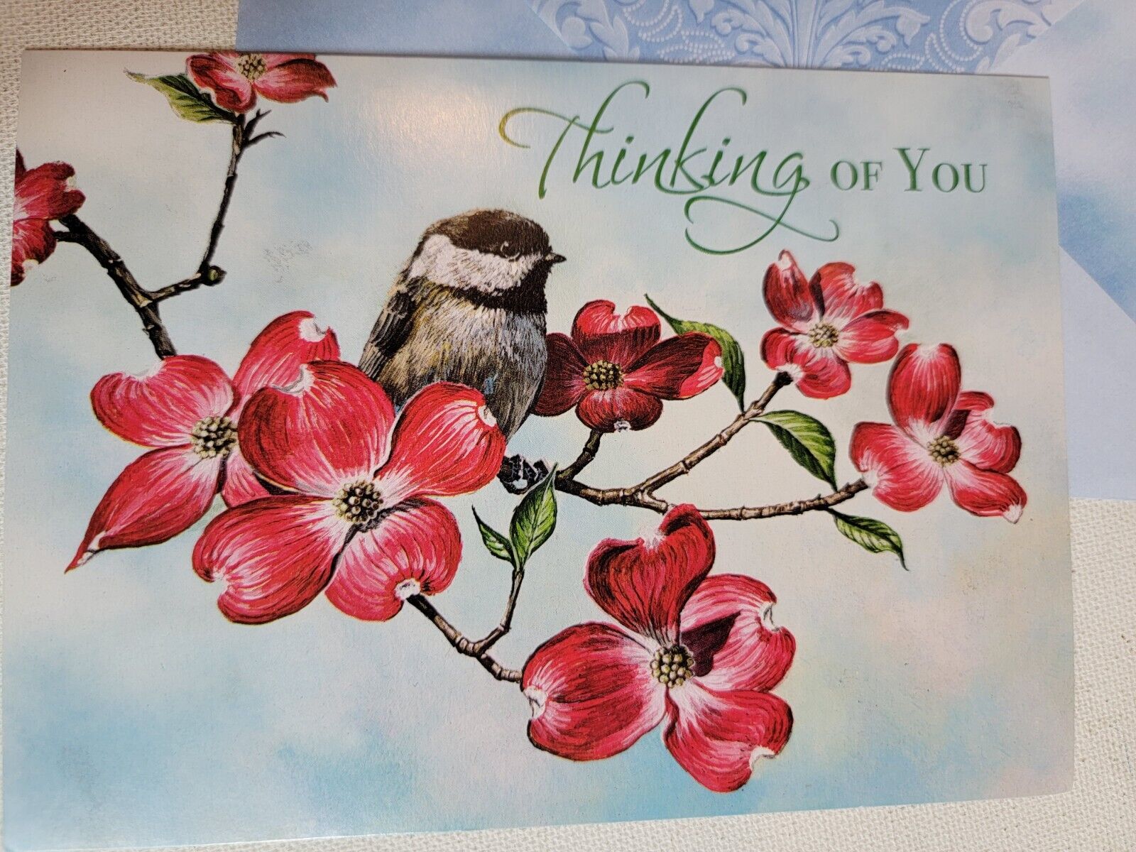 Vintage Greeting Card 1990s Made In USA Wishing You Well Bird And Flowers