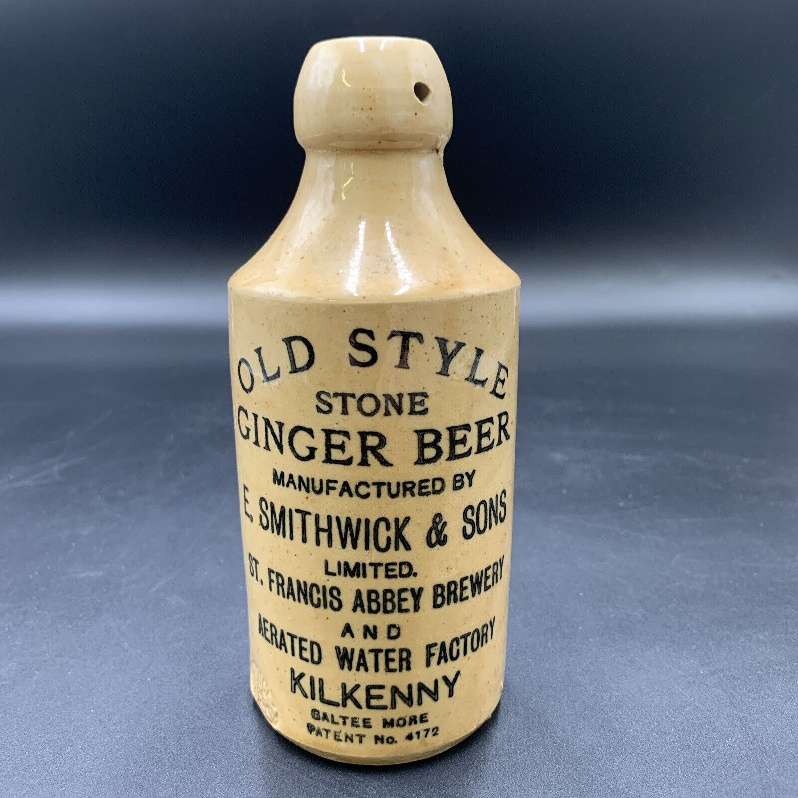 Old Style Ginger Beer Bottle Smithwick Kilkenny Ireland Stoneware Bottle No 4172