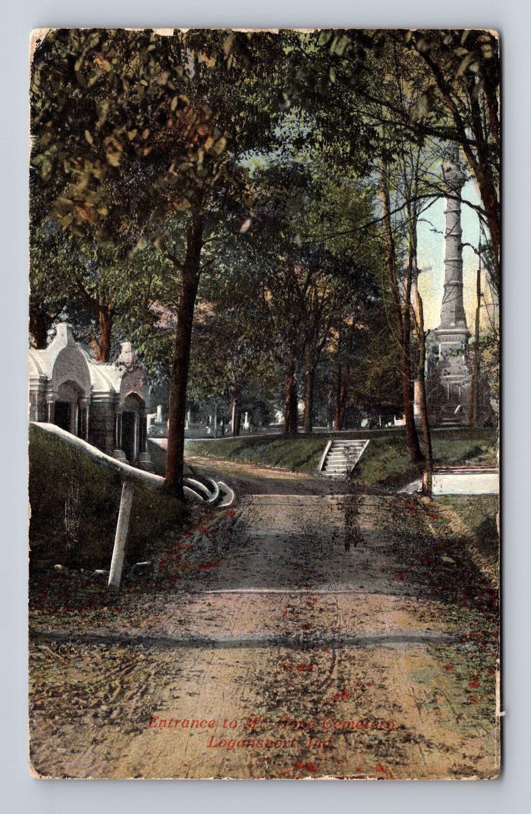 Logansport IN-Indiana, Entrance To MC Hope Cemetery, Vintage c1911 Postcard