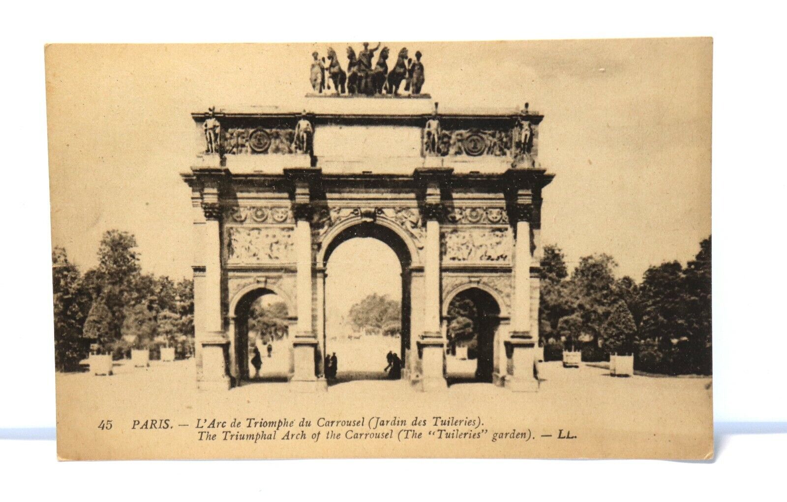 Antique RPPC Postcard The Triumphal Arch of the Carrousel Tuileries Garden Paris