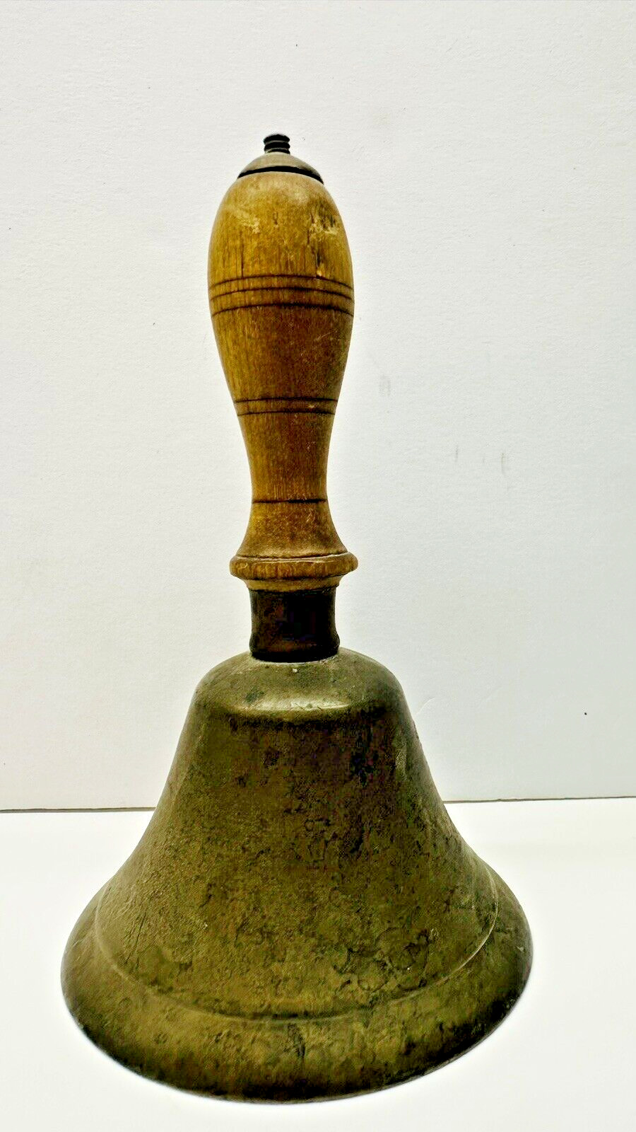 Vintage Brass With Wood Handle Dinner Bell 5.25\