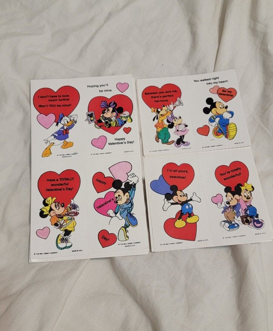 Lot of 28 VTG Disney Mickey Mouse Minnie Donald Duck 1980s Valentines Cards