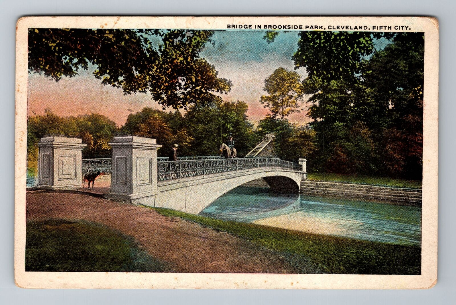 Cleveland OH-Ohio, Brookside Park Bridge, c1922 Antique Vintage Postcard