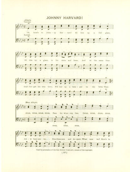 HARVARD UNIVERSITY Antique Drinking Song Sheet c 1906 \
