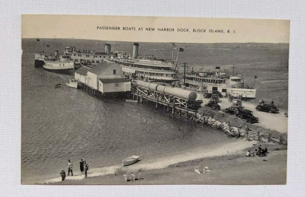 RPPC Block Island, Rhode Island, Passenger Boats At New Harbor Dock, Automobiles