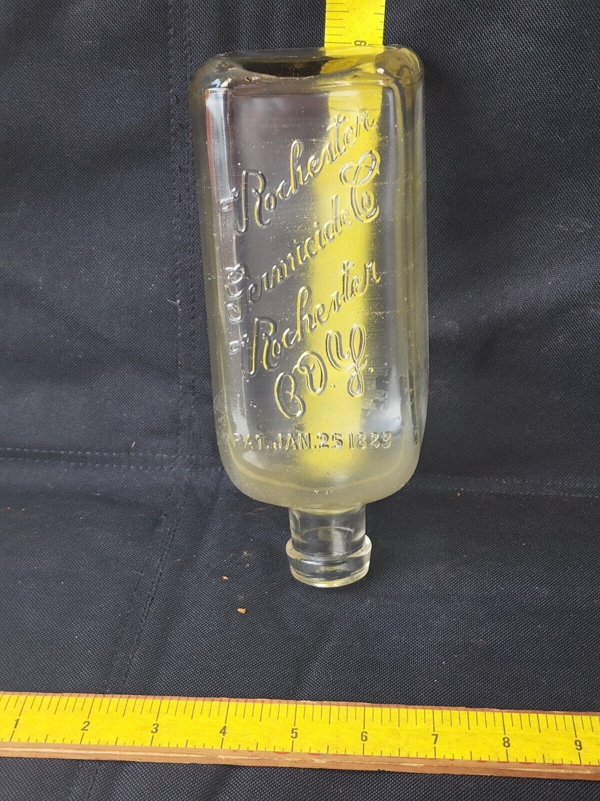 Rochester Germicide Co. Rochester N.Y. Pat. Jan 25-1888 Embossed Bottle