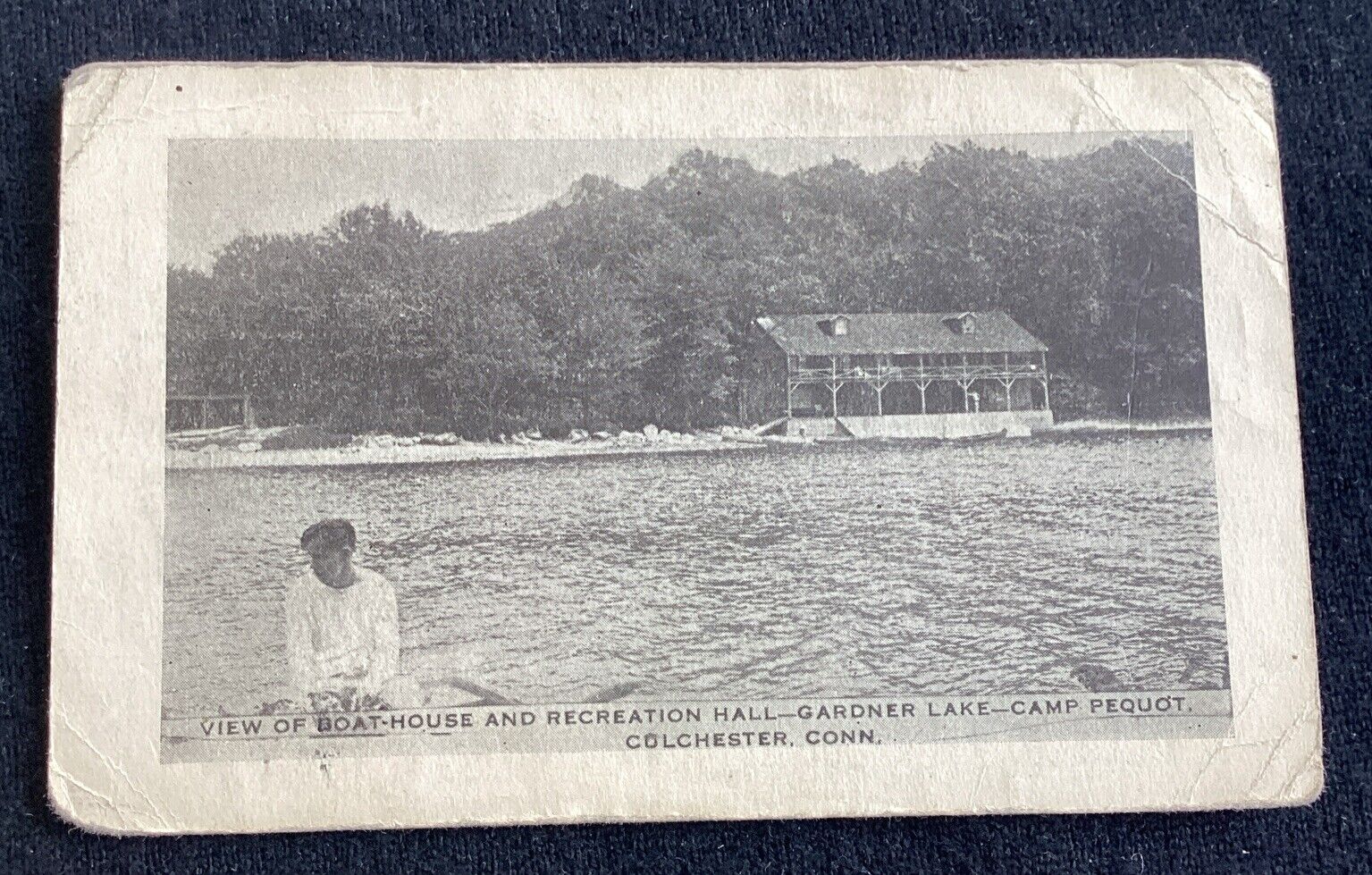 colchester Connecticut Boathouse Recreation Hall Camp pequot Vintage Postcard