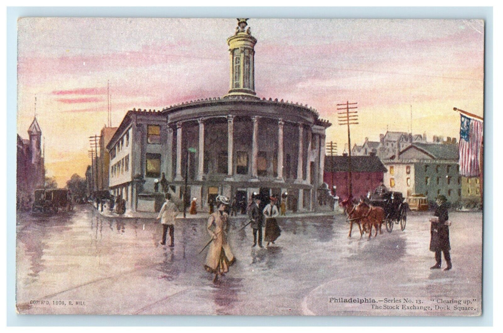 c1905 Philadelphia PA, Clearing up The Stock Exchange Dock Square Postcard