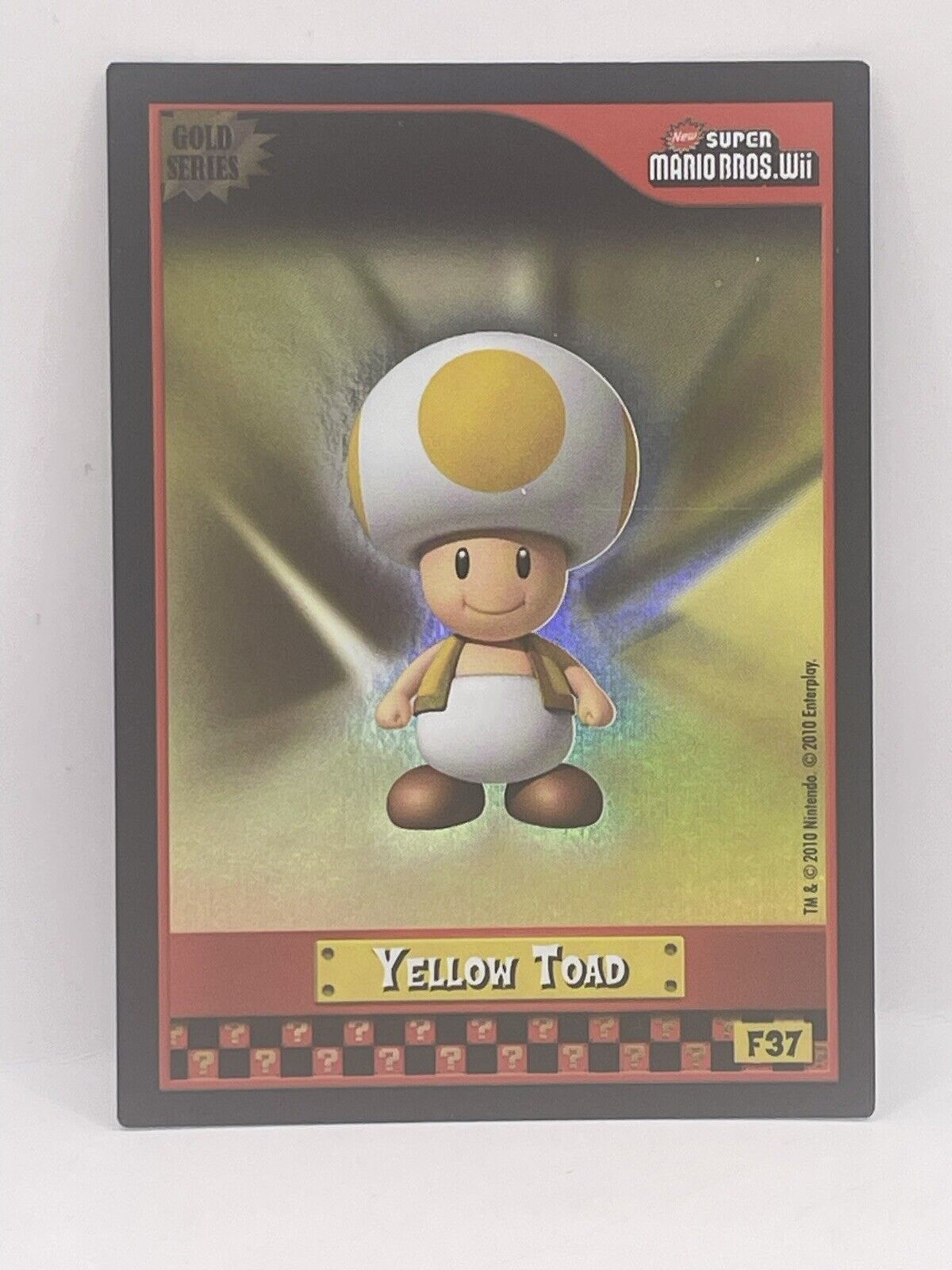 2010 Enterplay Super Mario Bros Wii Trading Card - GOLD SERIES YELLOW TOAD F37