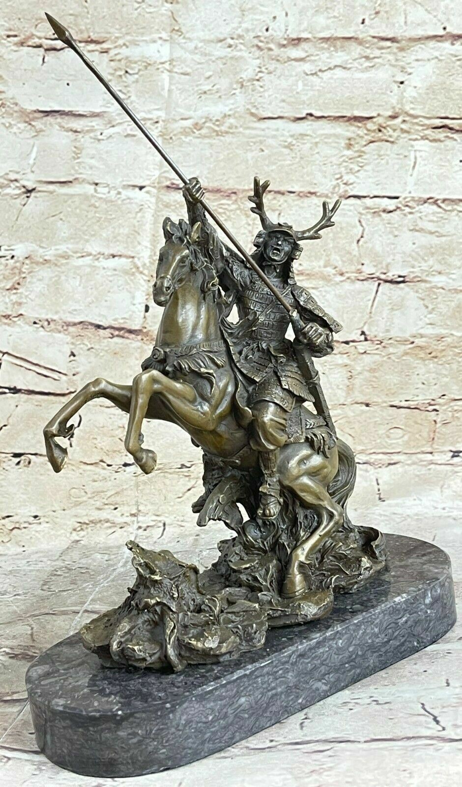 Original Kamiko Samurai Warrior on Horse Bronze Sculpture Statue Lost Wax Art NR