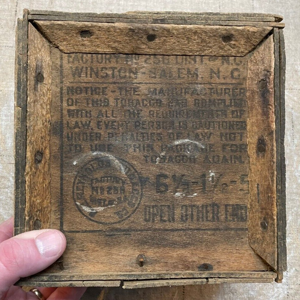 Antique Winston-Salem Tobacco Dove Tail Wooden Box 1800\'s? Primitive Decor USA