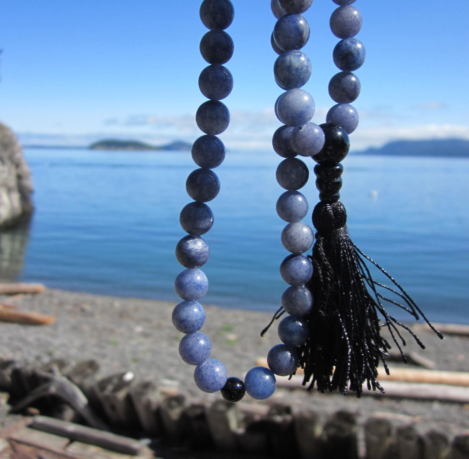 USA Custom Design Aventuring Black Onyx 8mm Tibetan Buddhist Mala Prayer Beads
