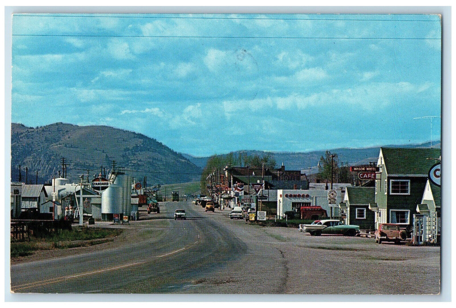 1963 Wagon Wheel Cafe Standard Hotel Drummond Montana MT Vintage Postcard