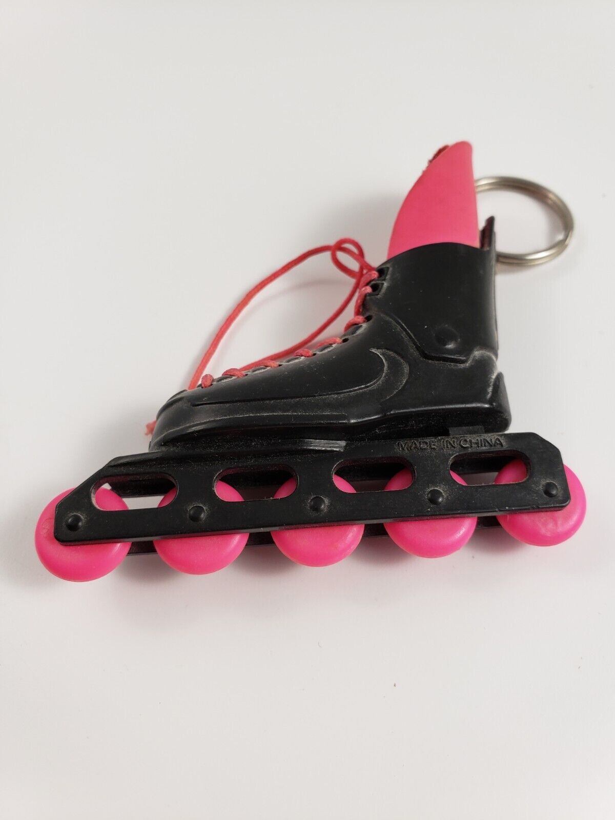 Vintage 1990s Rollerblade Skate  Black and Pink Key Chain Ring