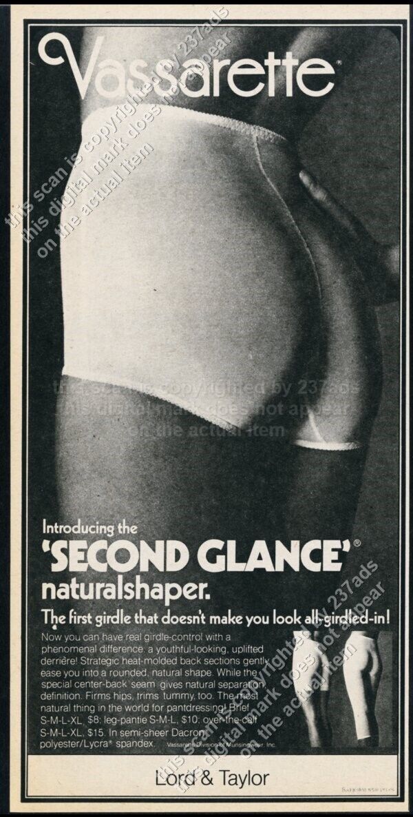 1975 Vassarette lingerie Second Glance panties woman sexy photo vintage print ad