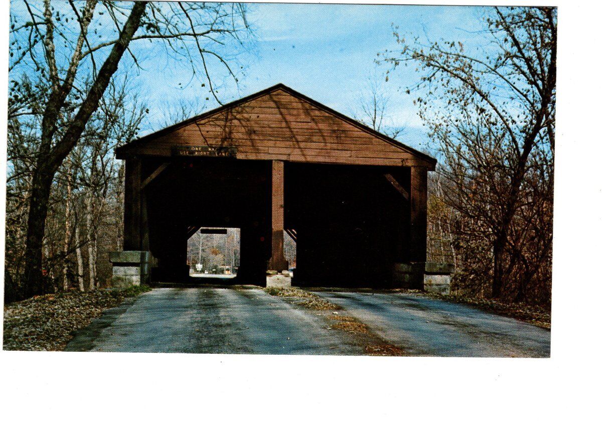 Vintage Brown County Indiana Ramp Creek Covered Bridge Unposted Postcard #485