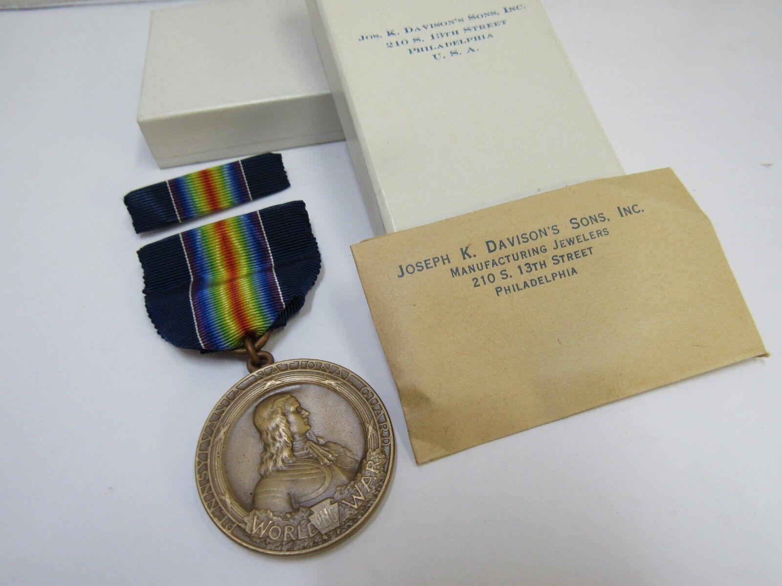 WW1 Pennsylvania PA National Guard 28th Division Service Medal w/ Ribbon Box NOS