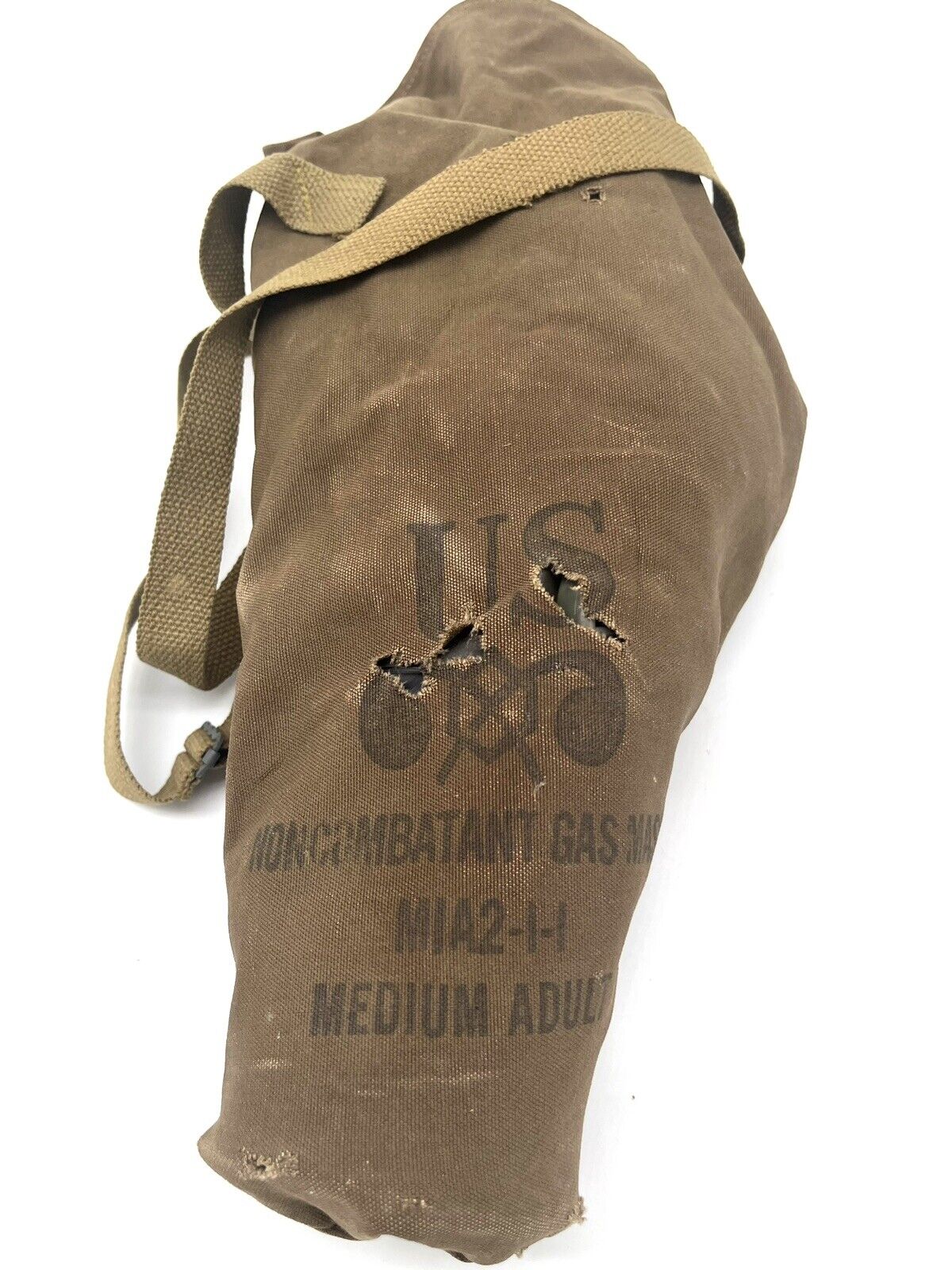 Vintage 1940's US Non-Combatant MIA2-1-1 Adult Gas Mask & Bag