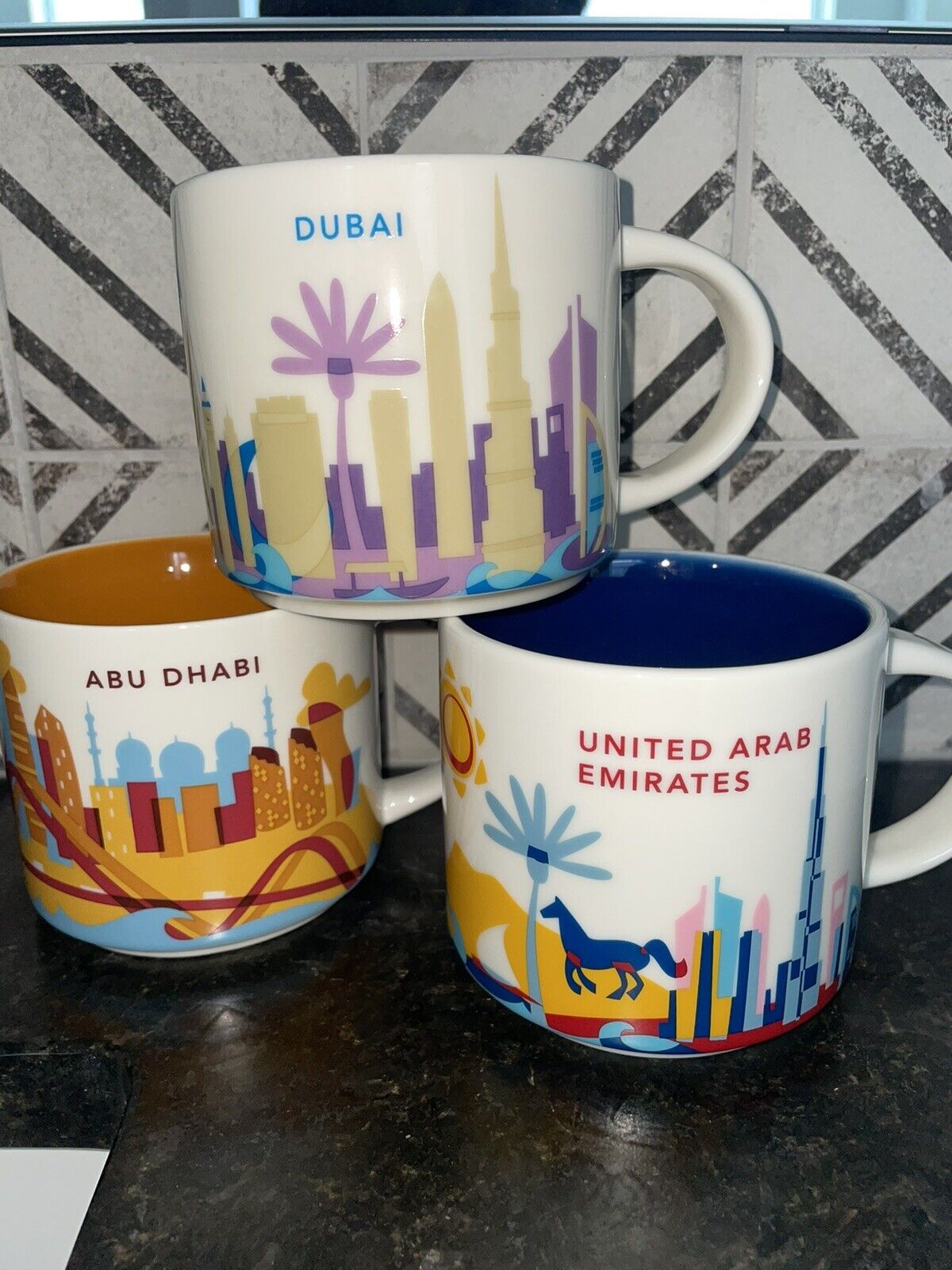 Starbucks YOU ARE HERE - Dubai UNITED ARAB EMIRATES Abu Dhabi Mug Cup Lot NEW