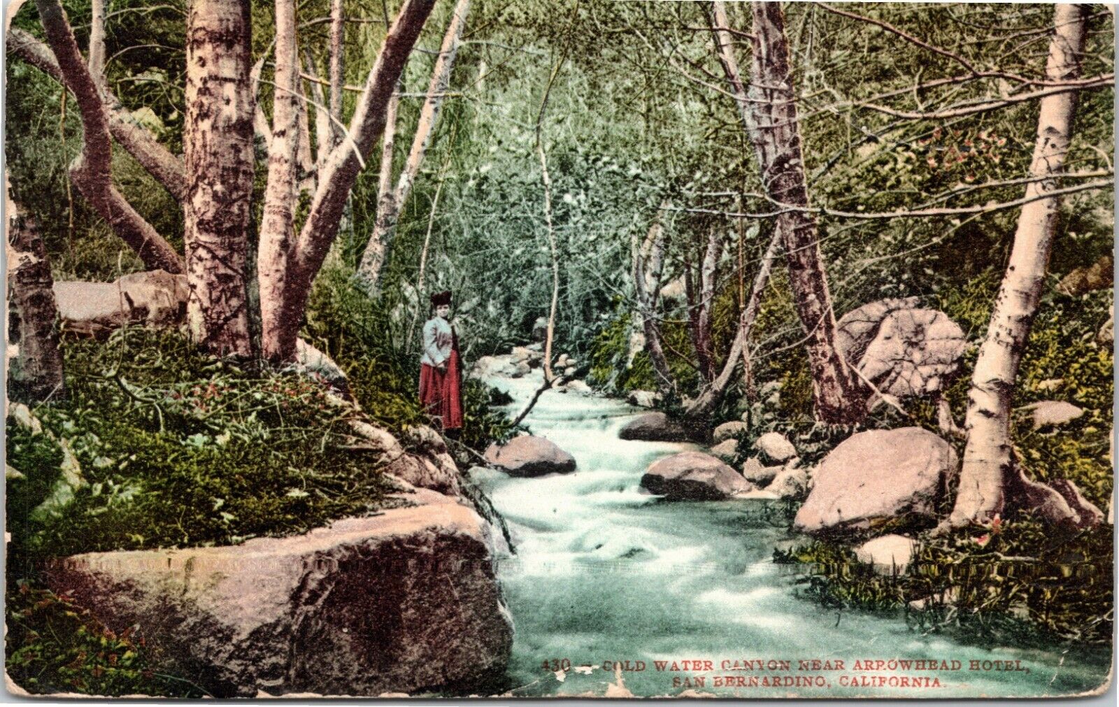 Cold Water Canyon Near Arrowhead Hotel woman by river San Bernadino California