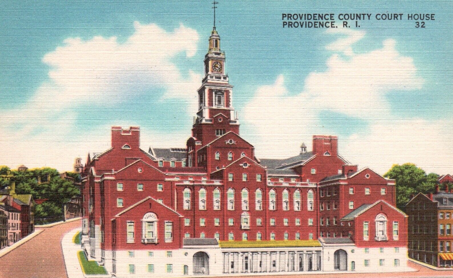 Postcard RI Providence County Court House Rhode Island Linen Vintage PC G1063