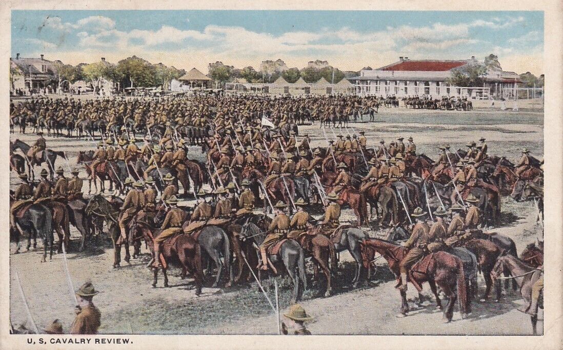 c1910 US Cavalry Review, Unknown Location. Unposted