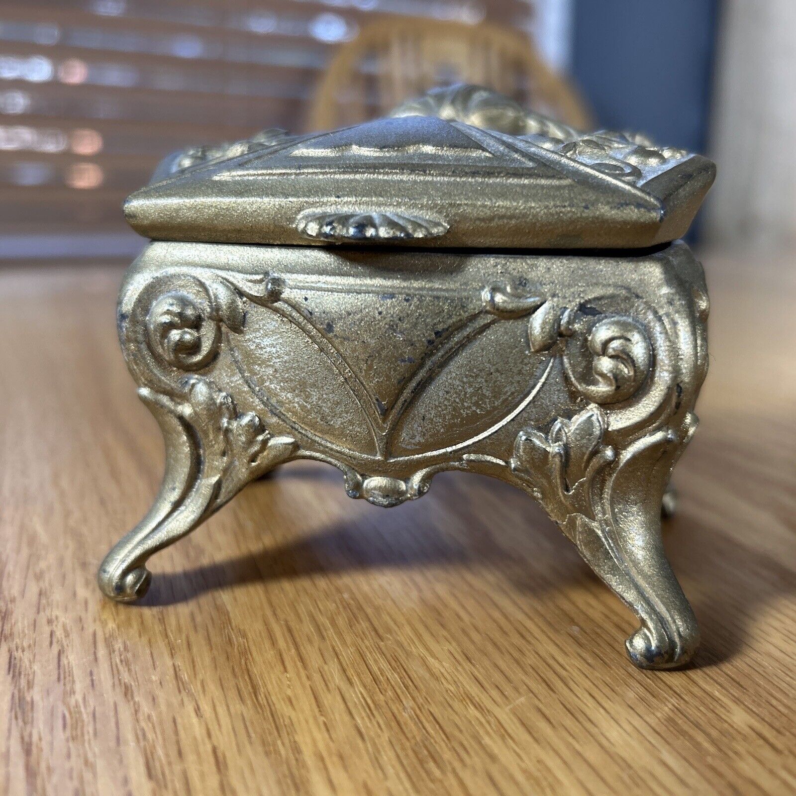 Antique JB Jennings Bros Art Nouveau Jewelry Casket Footed Trinket Box Victorian