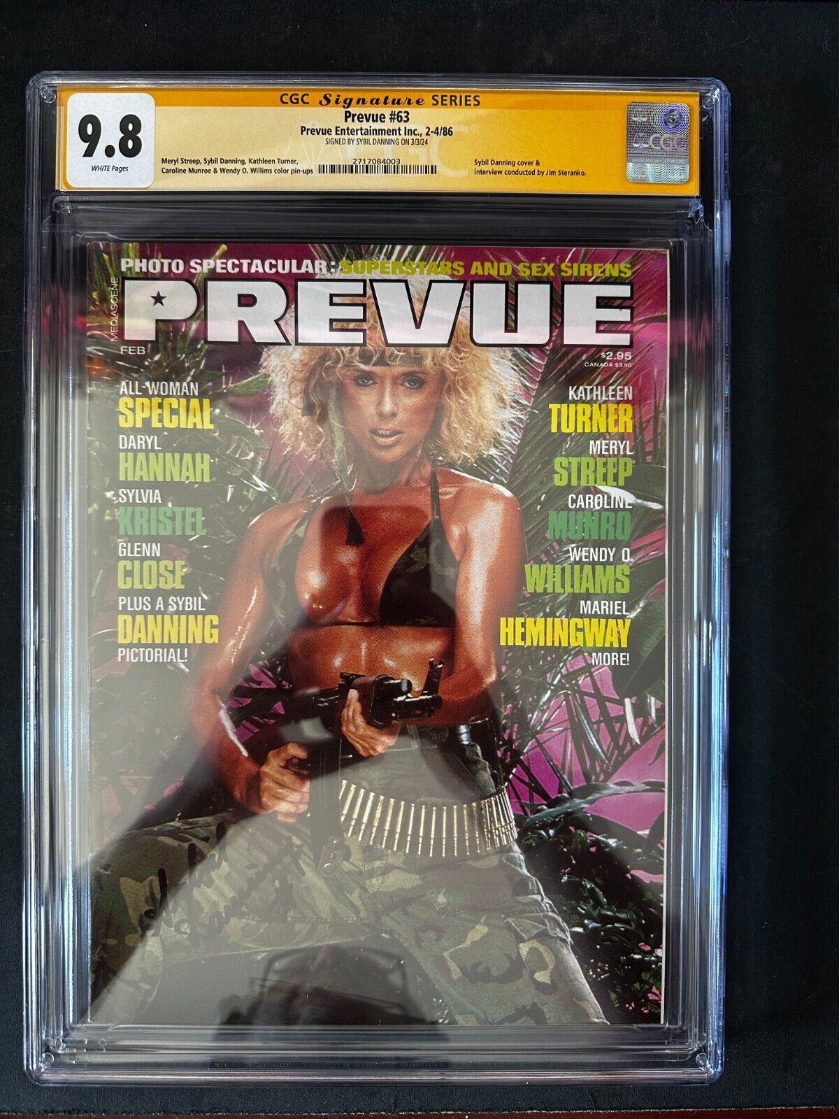 Prevue Magazine #63 CGC 9.8 Signed by Sybil Danning