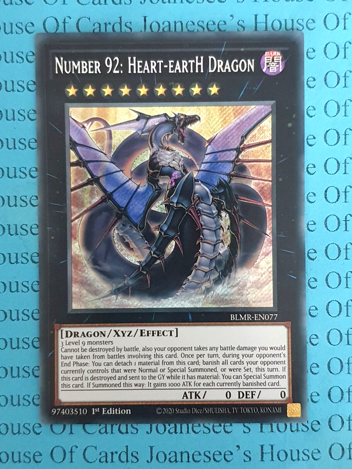 Number 92: Heart-eartH Dragon BLMR-EN077 Secret Rare Yu-Gi-Oh Card 1st New