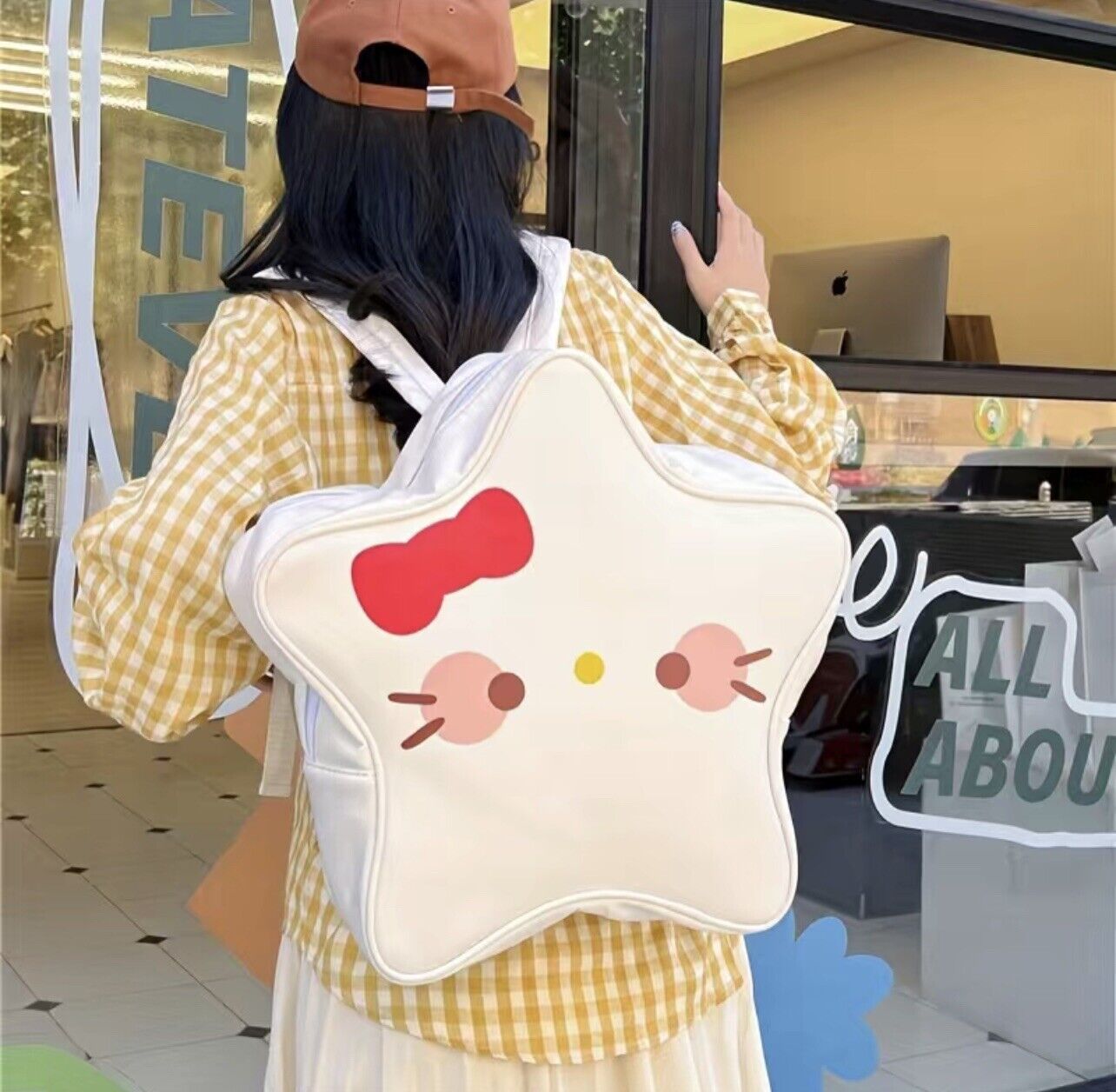 Sanrio Hello Kitty Star BackPack Bag White Back To School Kawaii Purse Y2K