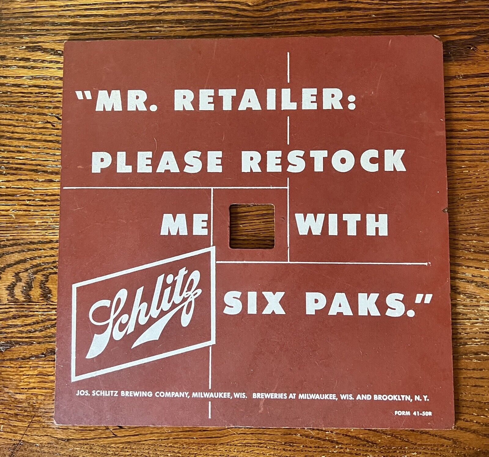 Vintage Schlitz Beer Please Restock Mr. Retailer Sign