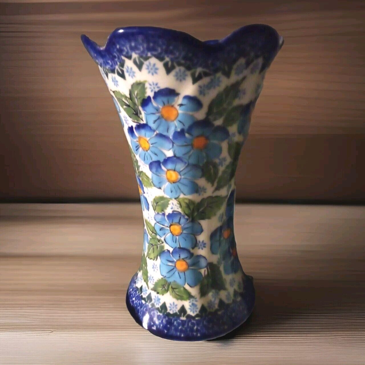 Handcrafted Kalich Blue Floral Vase 293/1