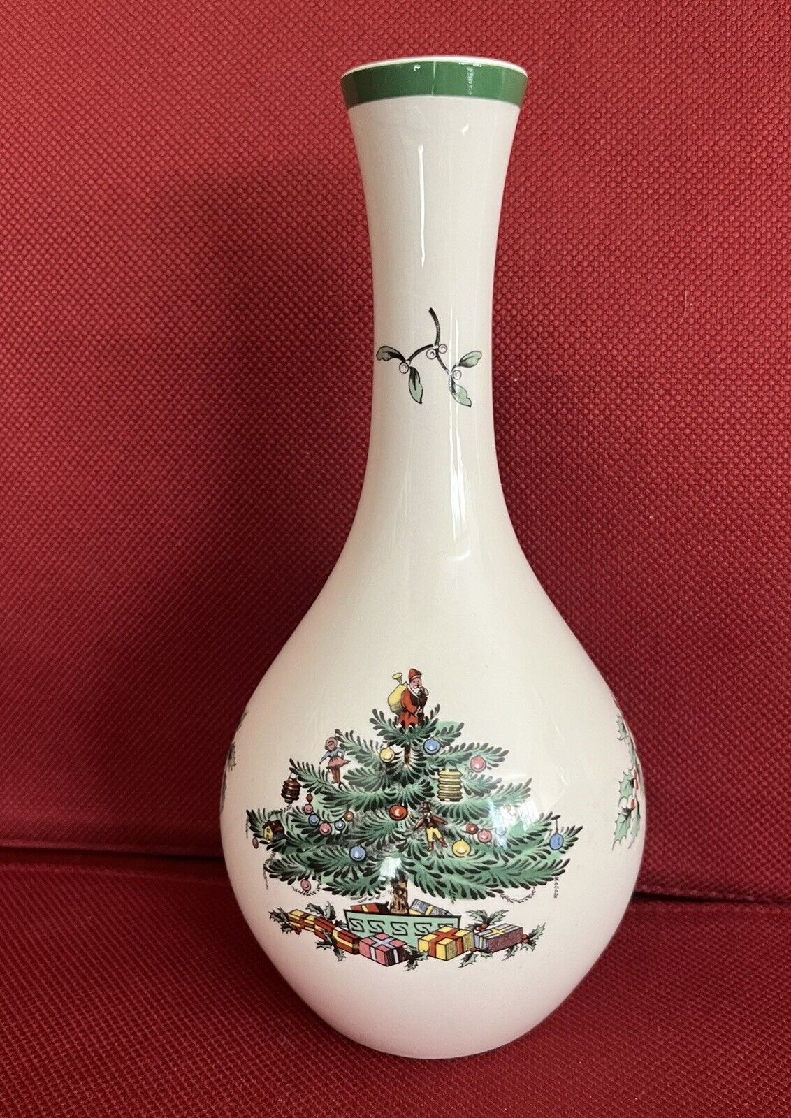 Vintage Porcelain Spode 8” Christmas Tree Bud Vase Made in England