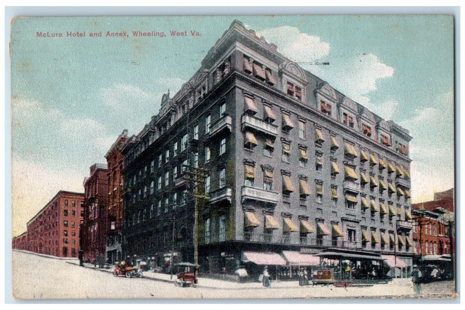 1910 McLure Hotel And Annex Building Wheeling West Virginia WV Antique Postcard