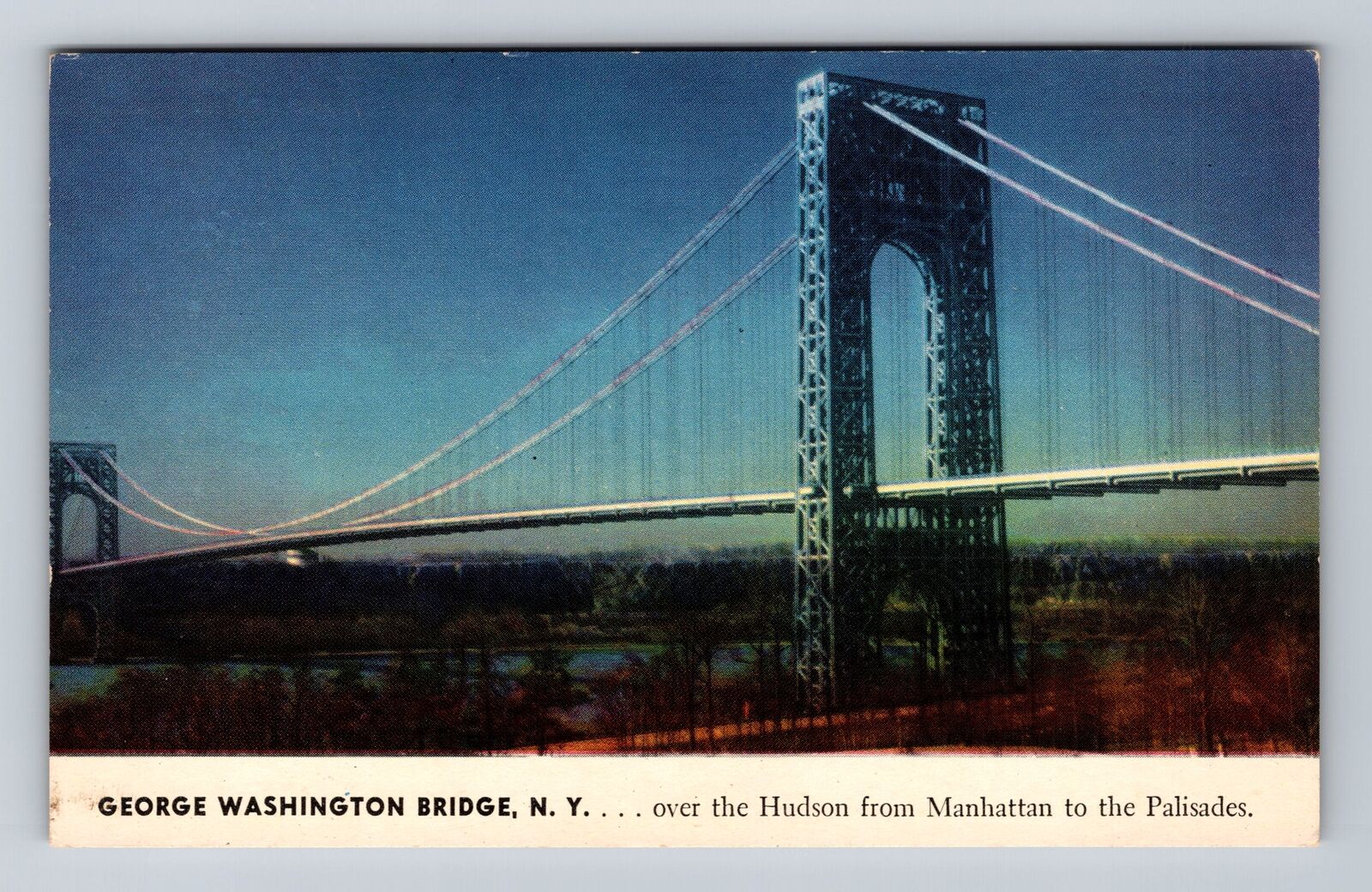 Poughkeepsie NY-New York, George Washington Bridge, Antique, Vintage Postcard